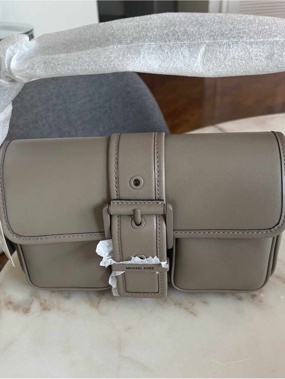 Michael Kors Taupe Leather Shoulder Bag